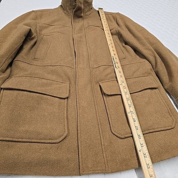 Tasso Elba Mens Wool Blend Car Coat Sz M Camel Utilitarian Academia Classic - Picture 6 of 7